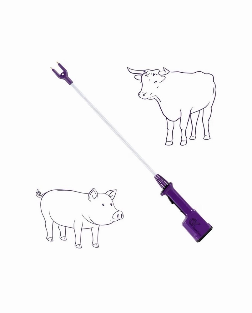 Purple Rechargeable Livestock Prod Waterproof Cattle prod with 33 1/2” Shaft