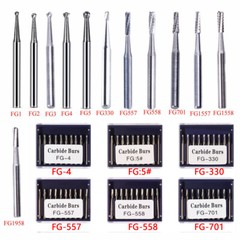 10-100 Pcs Dental Handpiece Carbide Burs FG 1 2 3 4 5 557 558 1957 1958 330 245