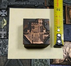 Antique VTG Copper Castle Rook Tower Letterpress Print Type Ornament Cut Block