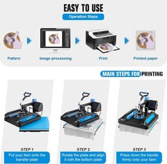 5 in 1 Heat Press Machine 15″x12″ Swing Away Digital Transfer T-Shirt Mug Hat