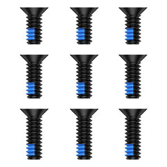 Red Dot Screw Kit 9 Pcs #6-32 Screw Diameter 7Mm Includes 9.5Mm/11Mm/12.5Mm Blue