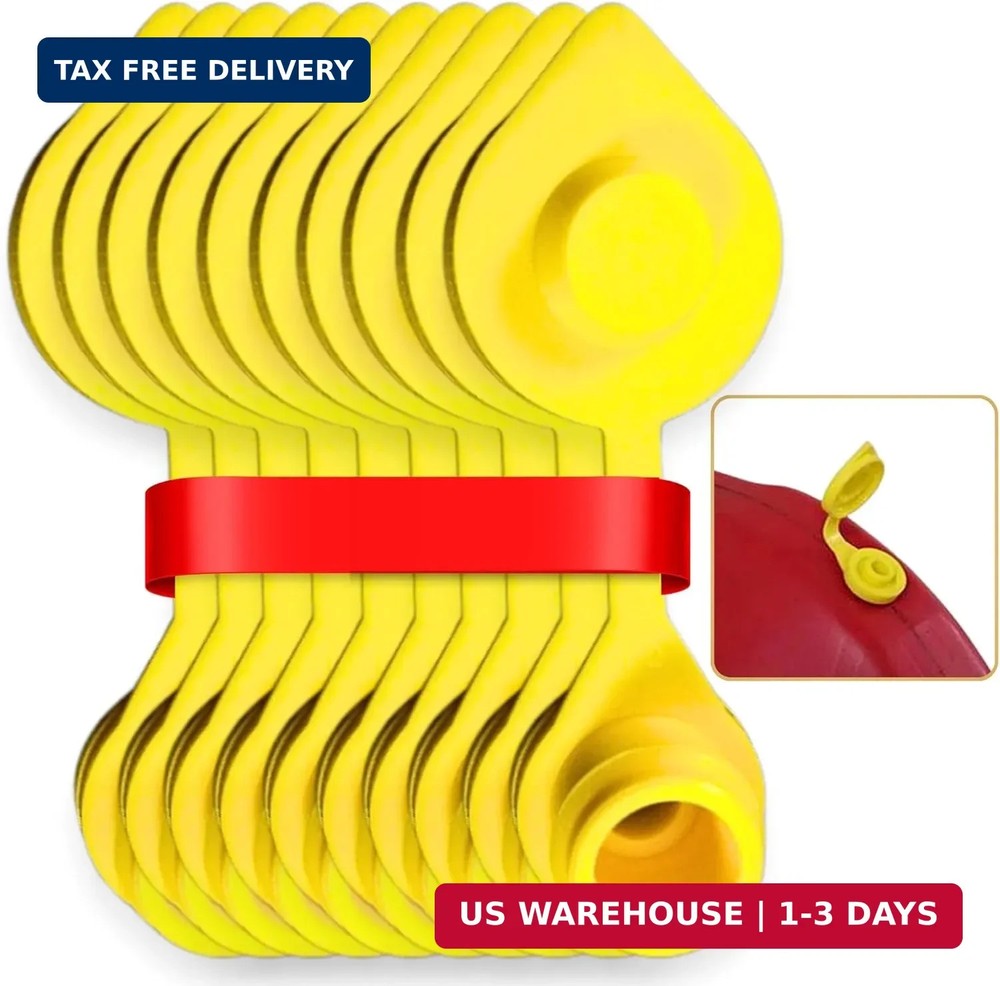 10pcs Gas Can Vents for Plastic Cans – Yellow Breather Vent Cap Kit for 5 Gallon