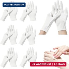 12-Pack White Cotton Gloves, for Dry Hands Sleeping Eczema Care and Night-Time M