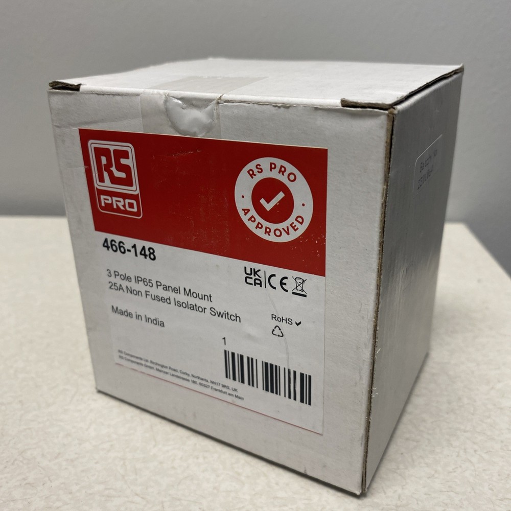 RS Pro 466-148 3 Pole Panel Mount Load Break Switch NEW