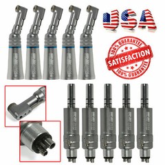 5 NSK Style Dental Slow Low Speed Handpiece Contra Angle + E-type Motor 4Hole HP