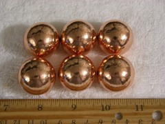 Copper Ball 1 1/8 inch diameter 4 ounces Solid Sphere High Purity Copper