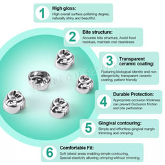 48 Sizes Dental Kids Crown Primary Molar Pediatric Crowns stainless steel Kit