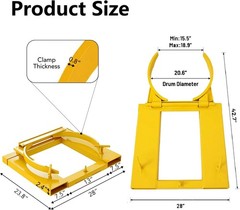Drum Grabber for 55 Gal Drums up to 22.4″ Diameter 1500 Lb Capacity Fork Mounted