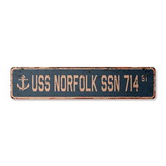 USS NORFOLK SSN 714 Vintage Street Sign us navy ship veteran sailor rustic gift