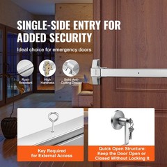VEVOR Push Bar Door Locks Carbon Steel Panic Bars for Exit Doors Exterior Lever