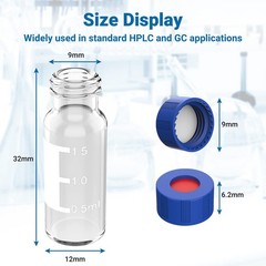 New 2ml Autosampler Vials HPLC Vial 9-425 Amber Vial with Blue Screw Caps US