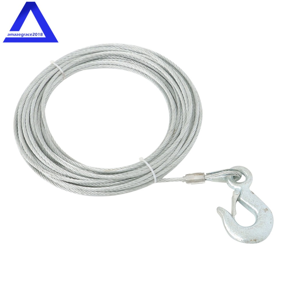 3/16″ × 50Ft Winch cable Galvanized Steel, 7 × 19 Strands + 1/4″ G70 Slip Hook