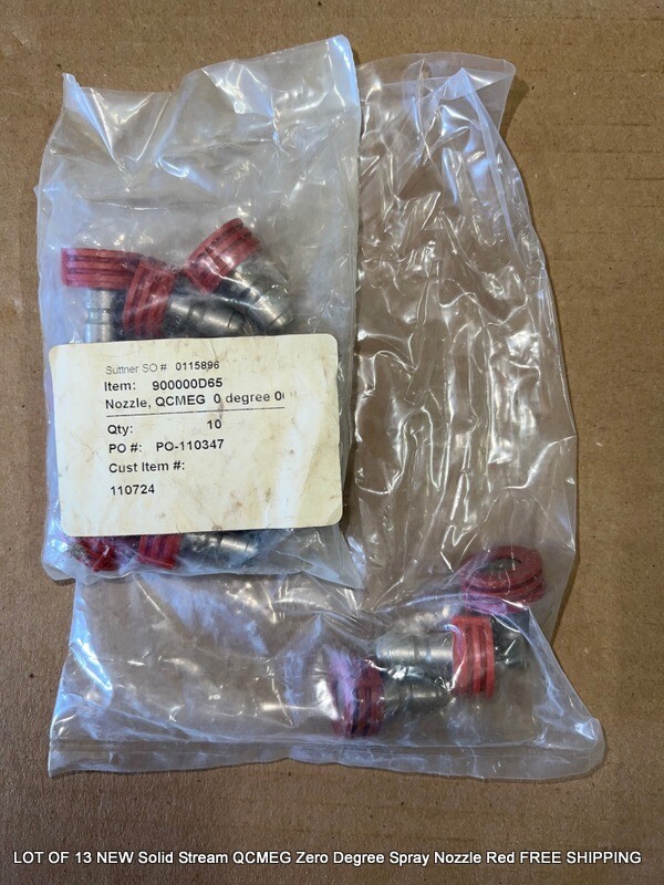 LOT OF 13 NEW Solid Stream QCMEG Zero Degree Spray Nozzle Red FREE SHIPPING