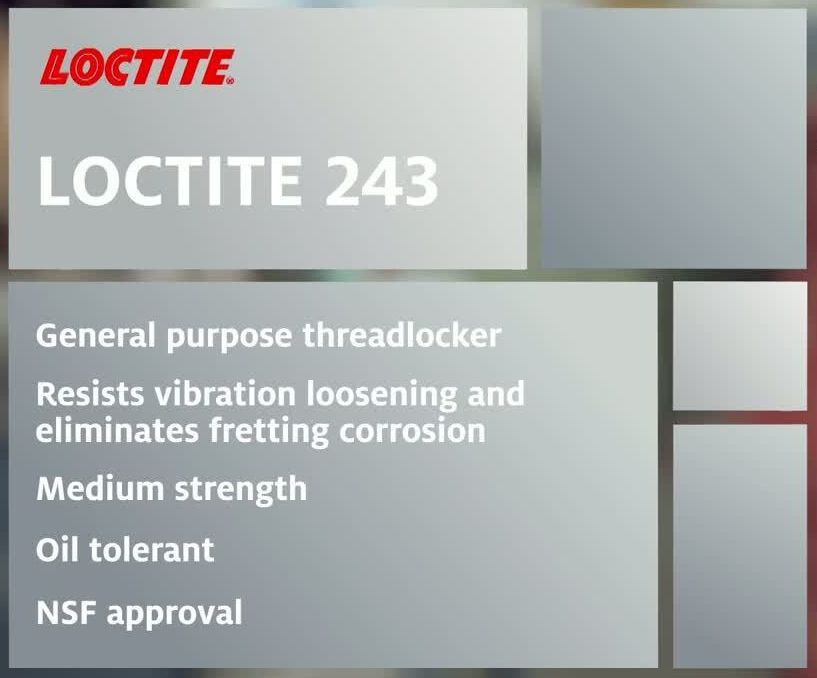 Loctite 243 Primerless Threadlocker, Blue, Medium Strength, 10ml