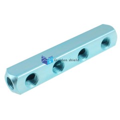Pneumatic Air 1/4″ PT 4 Way Air Hose Inline Manifold Block Splitter Blue✦Kd