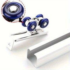 2Pc Sliding Door Roller Hardware Slide Doors Pulley Wheels Casters Rail Track