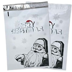 10×13 Merry Christmas from Santa Poly Mailers, Graphite Art Flat Self Seal Shir