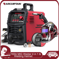 ARCCAPTAIN 165A MIG Welder 4 in 1 Large LED Display 110V/220V & Welding Helmet🔥