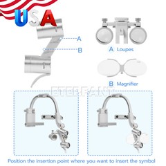 ETERFANT 3.5X Dental Headband Binocular Loupes+5W Dual LED Head Light 2Leds US
