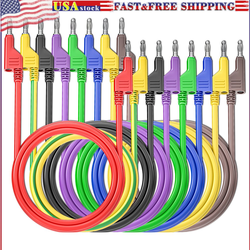 4mm Stackable Banana Plug to Banana Plug Test Leads 8PCS Silicone Cable Wires