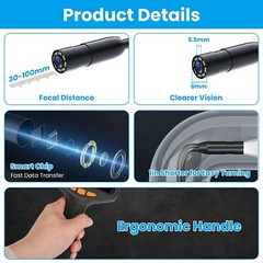 Endoscope Camera 1080P HD 4.3″ IPS Borescope with Light Articulating Waterproof
