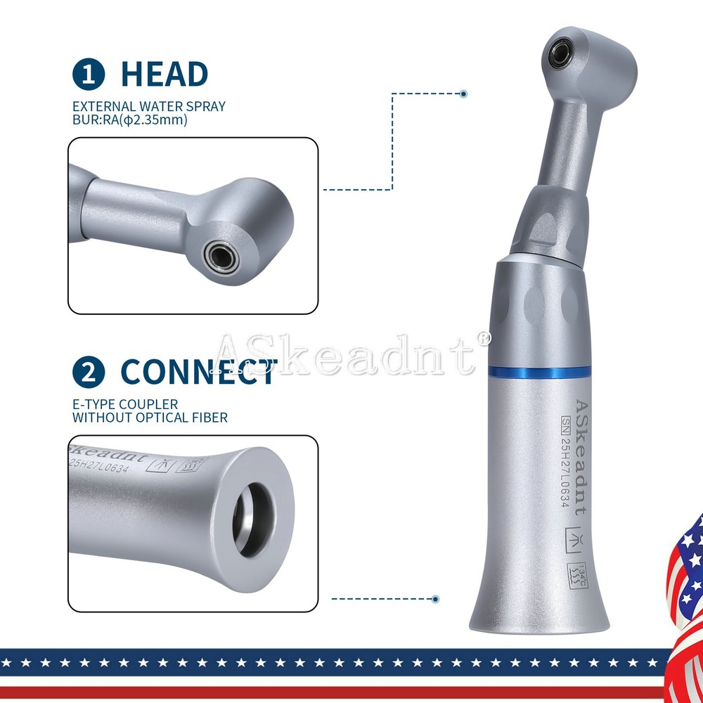 ASkea Dental 1:1 Handpiece Slow Low Speed Contra Angle E-type Push Button/Latch