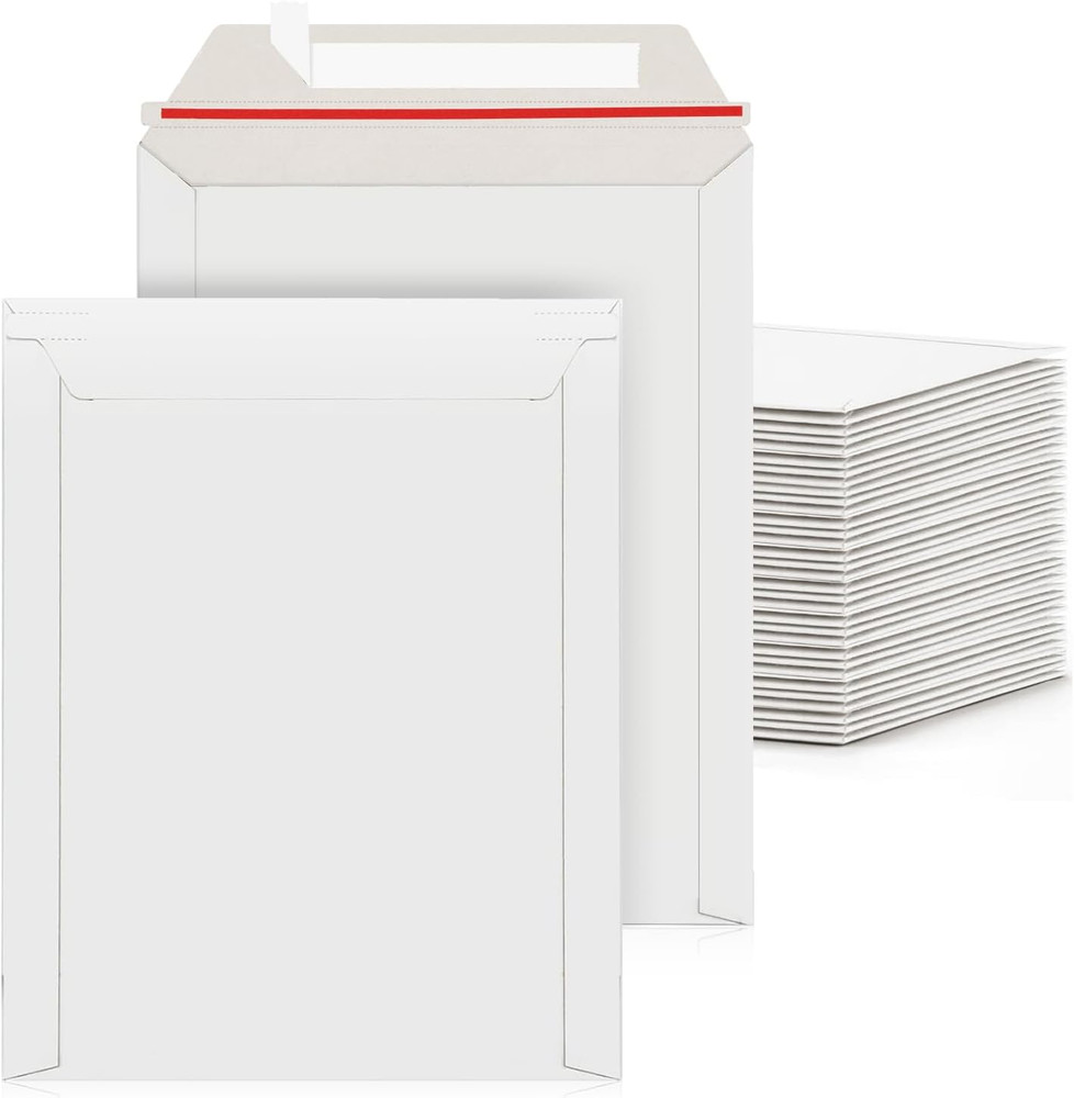Rigid Mailer Self Seal Photo Document Mailers, Stay Flat White Cardboard Shippin
