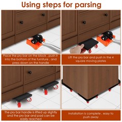 4 PCS Furniture Lift Mover Tool Set with Pry Bar, 880lbs Heavy Duty Furniture…