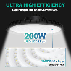 4Pack 200W UFO LED High Bay Light GYM Workshop Warehouse Facility Lighting 6000K