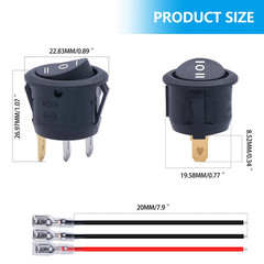 /5Pcs 12V round Rocker Switch On/Off/On AC 6A/250V 10A/125V SPST 3 Pin 3 Positio