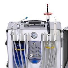 Portable Dental Delivery Unit System Mobile Suction with Air Compressor 4 Holes