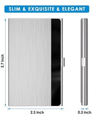 MaxGear Metal Business Card Holder for 3.7 x 2.3 x 0.3 inches, Brushed Silver