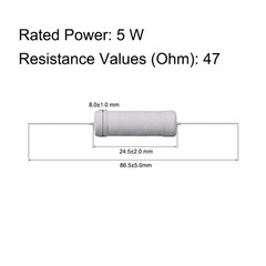 10Pcs 5W 5 Watt Metal Oxide Film Resistor Lead 47 Ohm ±5% Tolerance