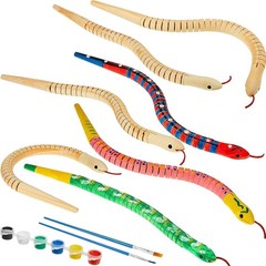 BBTO 50 Pieces Wooden Snake Bulk Jointed Flexible 12 x 0.5 inches, multicolor