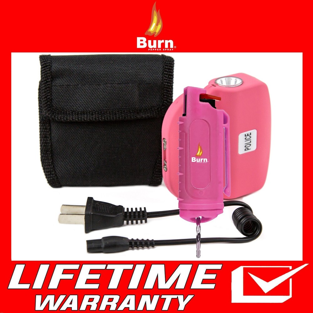 POLICE Stun Gun Burn Pepper Spray Self Defense Combo for Women 519 Pink