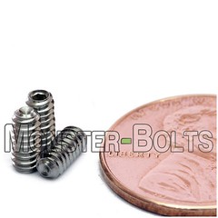 #4-40 Cup Point Socket Set Screws, SAE Coarse US / Inch, Stainless Steel 18-8