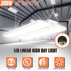 300W LED Linear High Bay Light Commercial Warehouse Ceiling Fixture 4500K-5700K