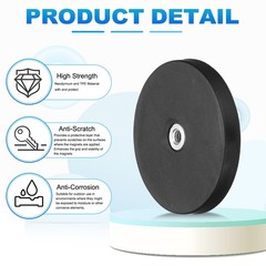 2Pcs 2.6″ Rubber Coated Magnets 44LBS Magnet Base with 1/4″-20 Female Threaded
