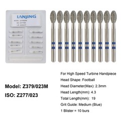 Dental Diamond Burs Zirconia Cutting Bur FG Round End Taper Football Fine Medium
