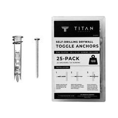 25-Pack Premium Self-Drilling Toggle Anchors with #8 x 2-1/2″ Zinc Screws