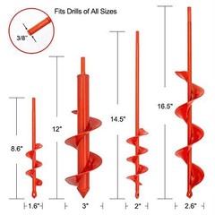 MAXCCINO Auger Drill Bit for Planting Set of 4, Garden Ground 1.6 inches