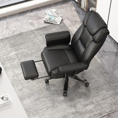 Big and Tall Office Chair 400LBS Reclining Executive Chair with Footrest Black