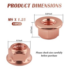 10PCS M8×1.25 Exhaust Manifold Gasket Nut,Professional Hexagonal Exhaust Nut …