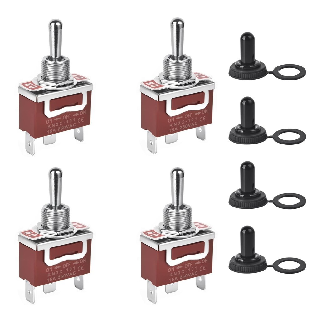4 Pack 12V (ON)-Off-(ON) Momentary Toggle Switch Waterproof SPDT 3 Way 30A