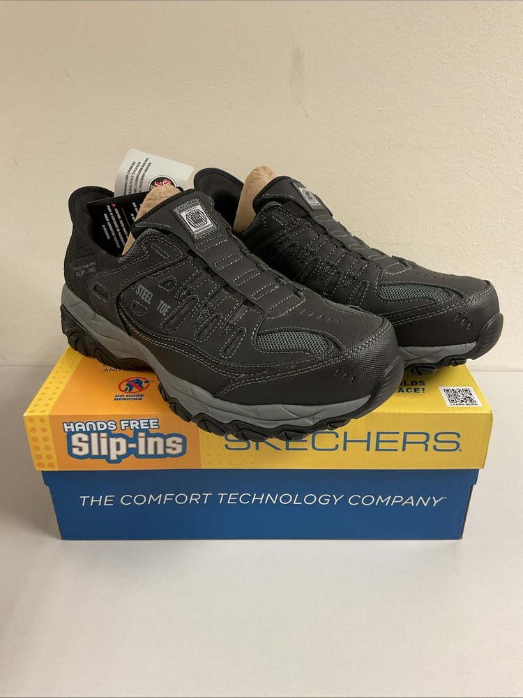 Skechers Slip Ins Work Relaxed Fit Cankton Steel Toe Work Shoes, Black, Size 11