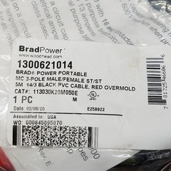 BradPower 113030K20M050E Double Ended Cordset, 3 Pole, 14 Awg, 1300621014 – NEW