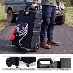 Portable Gas Can 15 Gallon Fuel Caddy Storage Tank with Transfer Nozzle Black