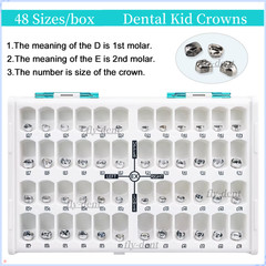 48 Sizes Dental Kids Primary Molar Crowns Stainless Steel Pediatric Crown Kit