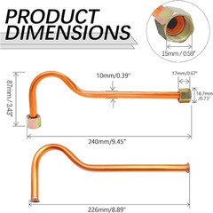 Aluminum Alloy Air Compressor Exhaust Tube Replacement Copper Tone, 15Mm/0.6″ He