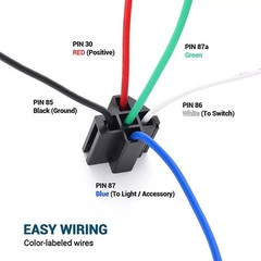 6 Pack 5 Pin Fuse Relay Switch Harness Set 30A 12V Universal SPDT 14 AWG Fuse US